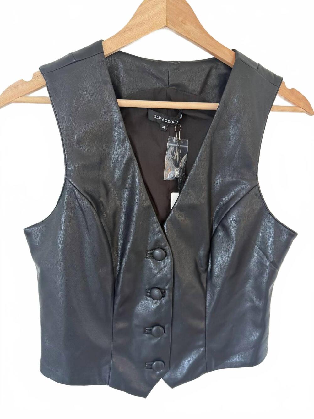 NEW OLIVACEOUS women's benny mini vest in black